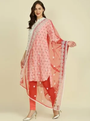 Net Dupatta with Stone Embellishments