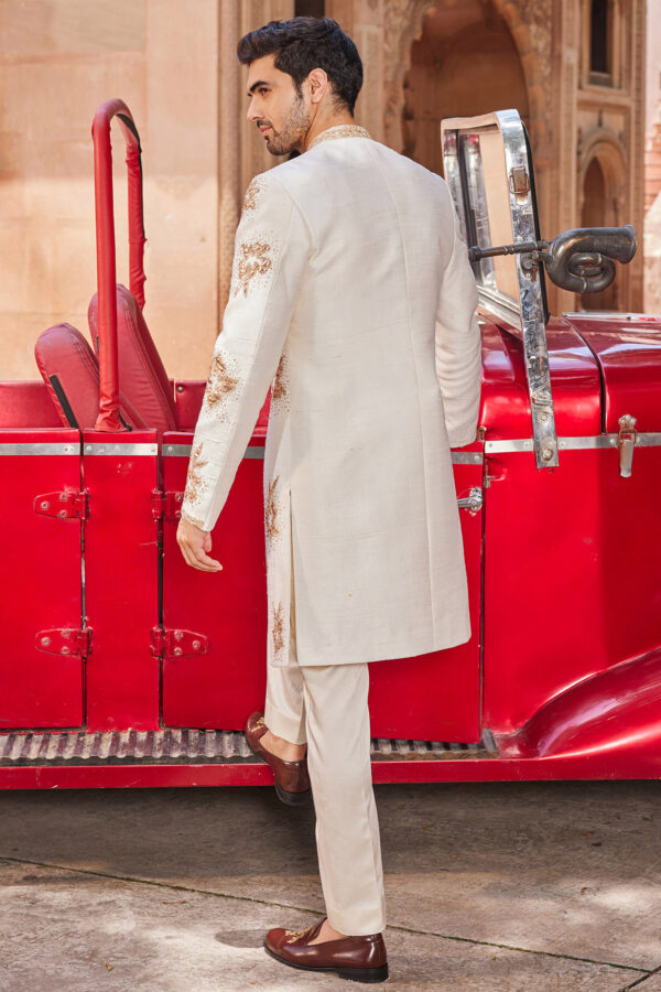 Classic Ivory Embellished Sherwani - Image 2