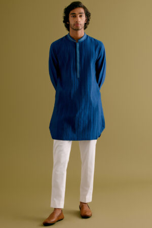 Royal Navy Blue Silk Blend Kurta Set