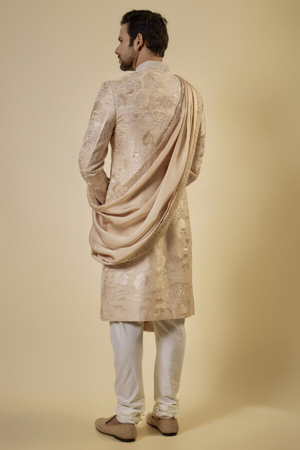 Regal Gold Threadwork Sherwani - Image 2