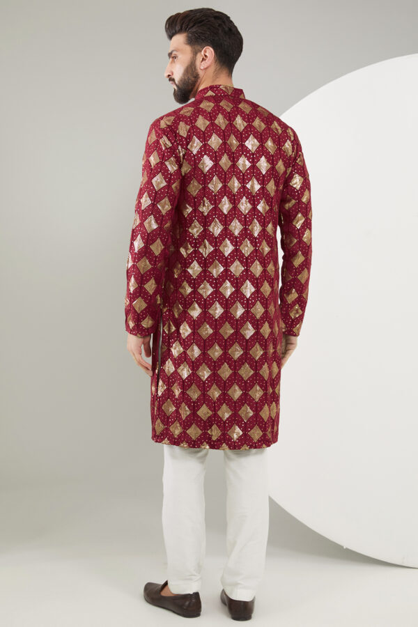 Maroon Banarasi Brocade Kurta Set - Image 2