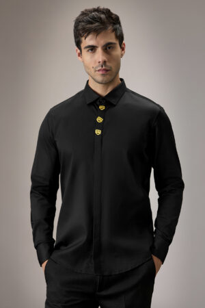 Black Pathani Collar Cotton Shirt