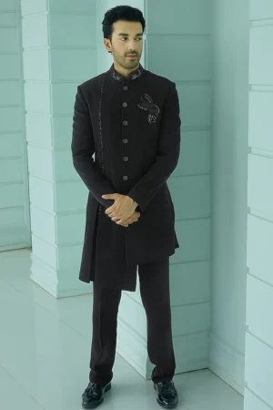 Black Asymmetric Indo-Western Kurta