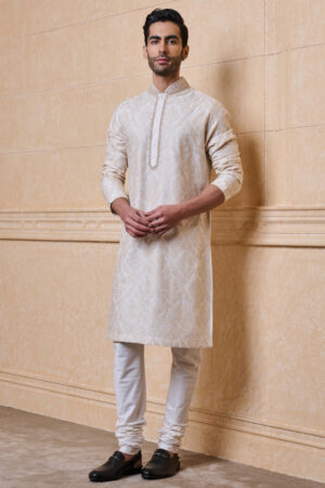 Classic Ivory Embroidered Cotton Kurta Set