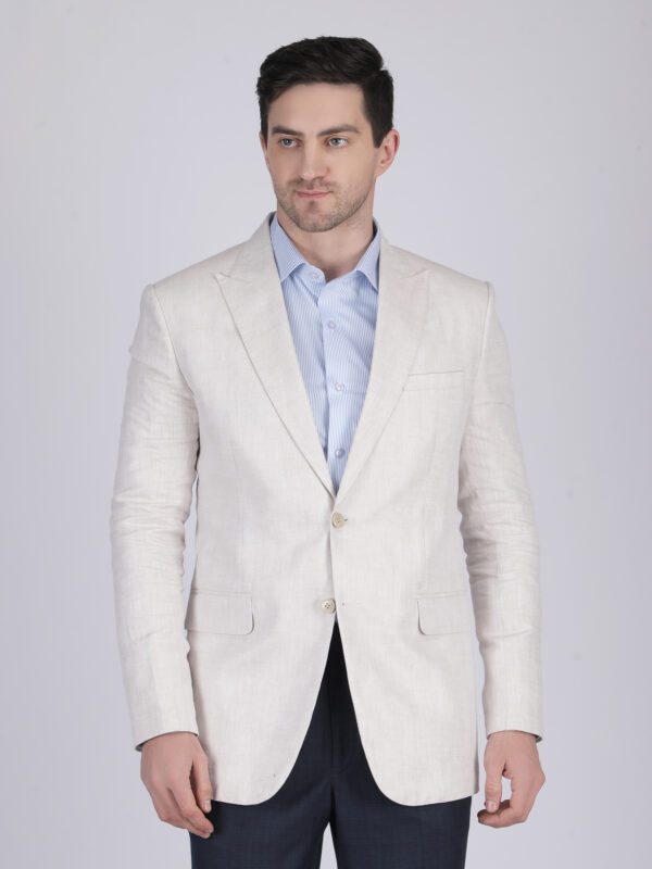 Men’s Beige Pure European Linen Blazer