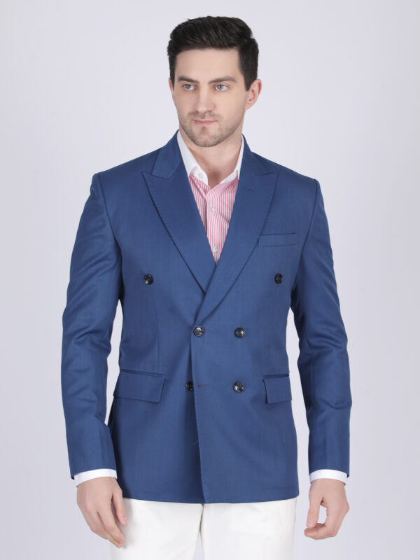Men’s Blue Double-Breasted Premium Blazer – Tailored Modern Fit