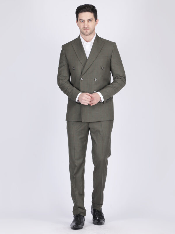 Olive double breasted formal suit tailored fit men’s wear