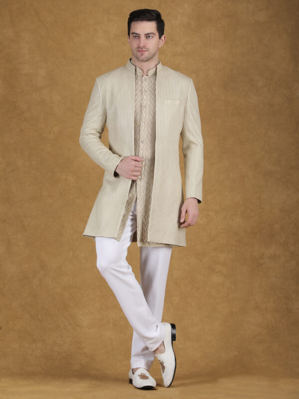 Gold Sequin Sherwani for Men Designer Wedding Wear