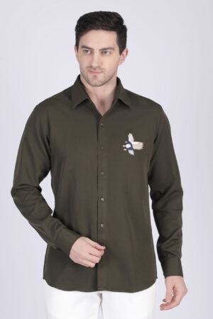 Multi-color Embroidered Standard Collar Shirt