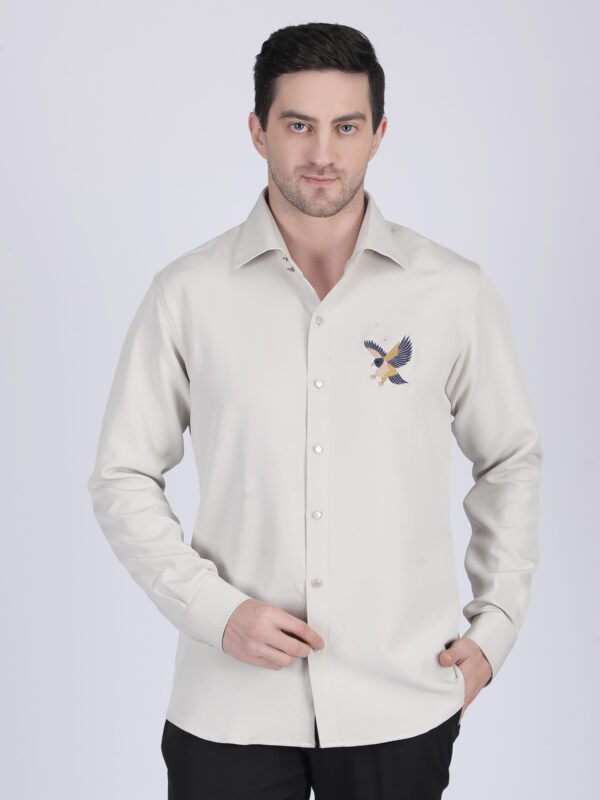 Multi-color Embroidered Standard Collar Shirt