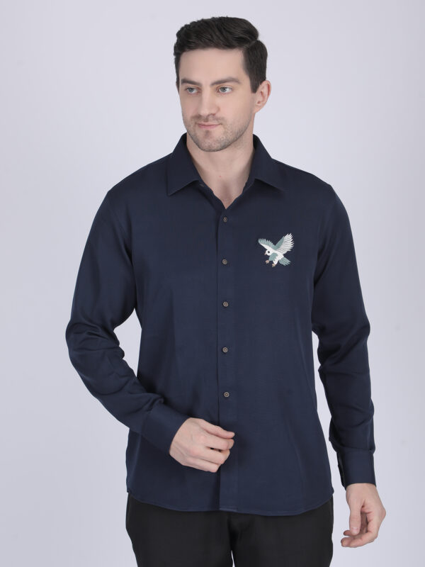 Multi-color Embroidered Standard Collar Shirt