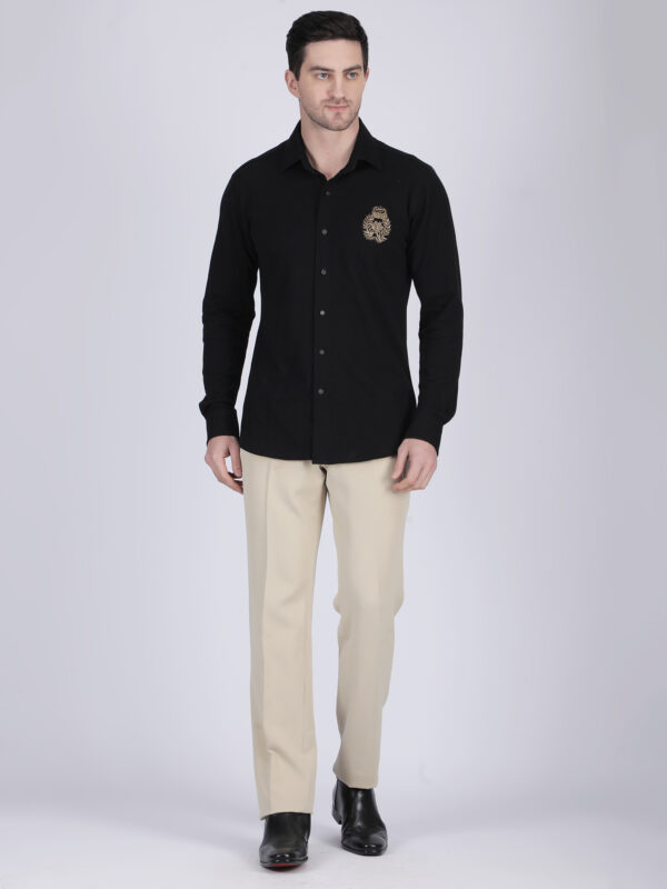 Charcoal Embroidered Full-Sleeve Ethnic Shirt