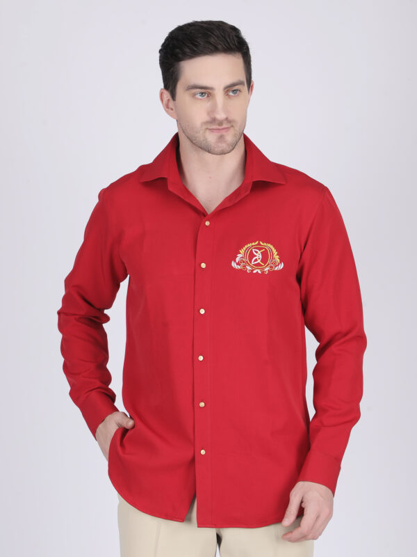 Burgundy Casual Full-Sleeve Ethnic Shirt