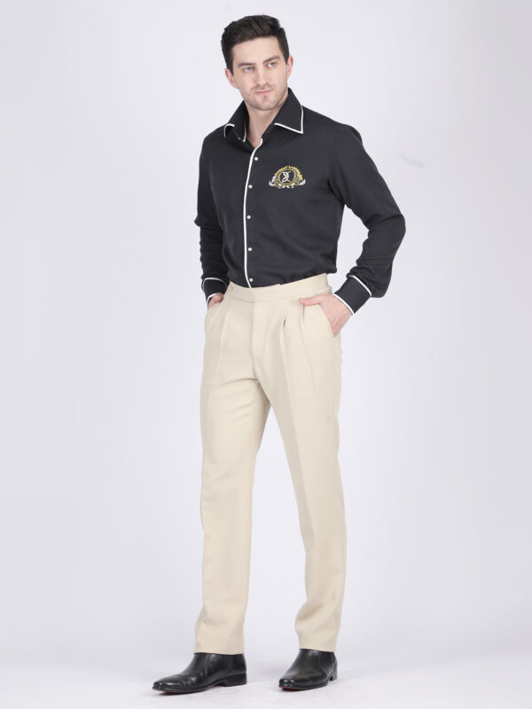 Cream Casual Full-Sleeve Ethnic Shirt