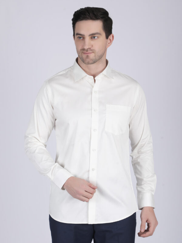 Cream Casual Full-Sleeve Ethnic Shirt