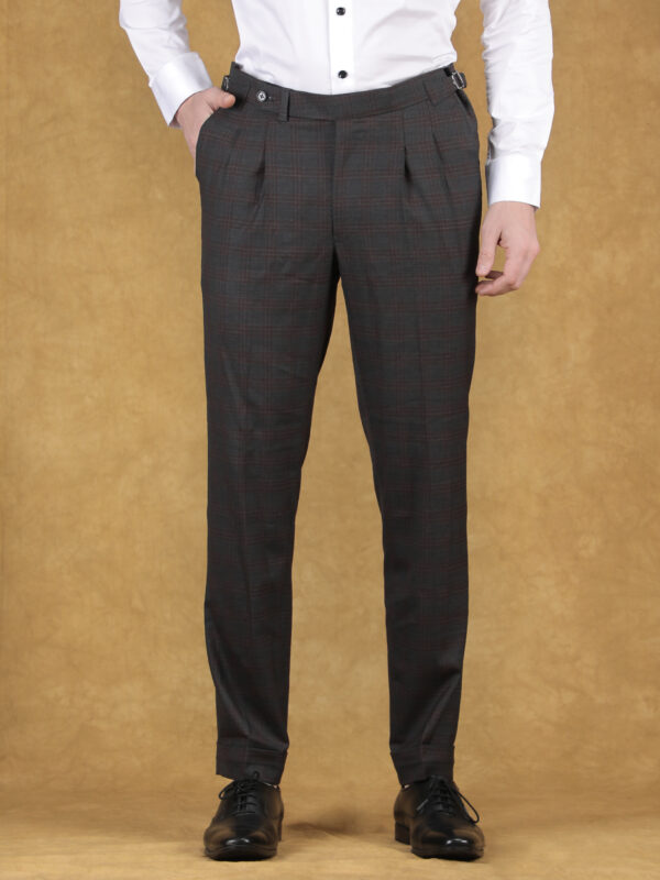 Steel Blue Formal Flat-Front Trousers for Men