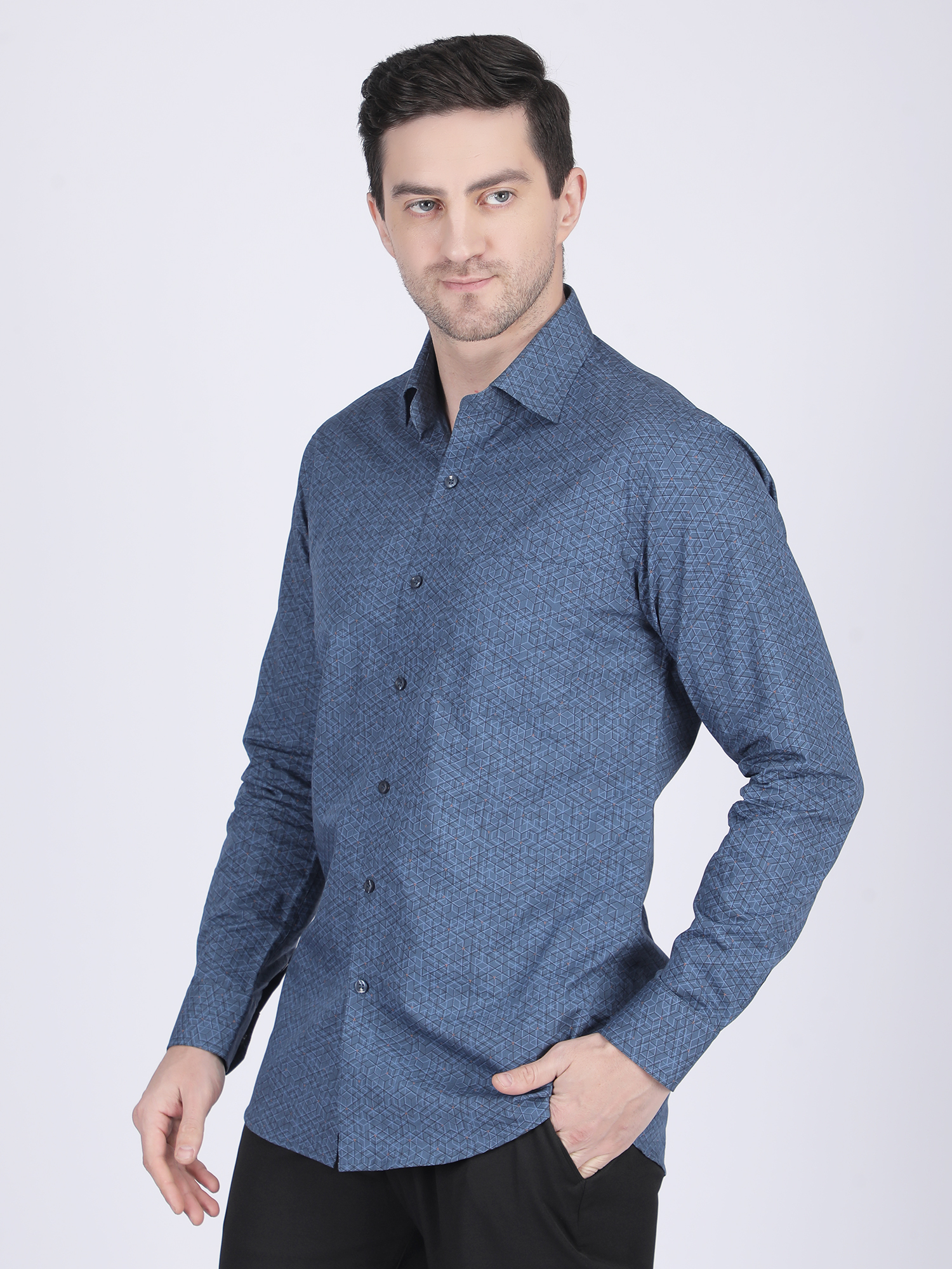 Multi-color Printed Standard Collar Shirt - Image 2