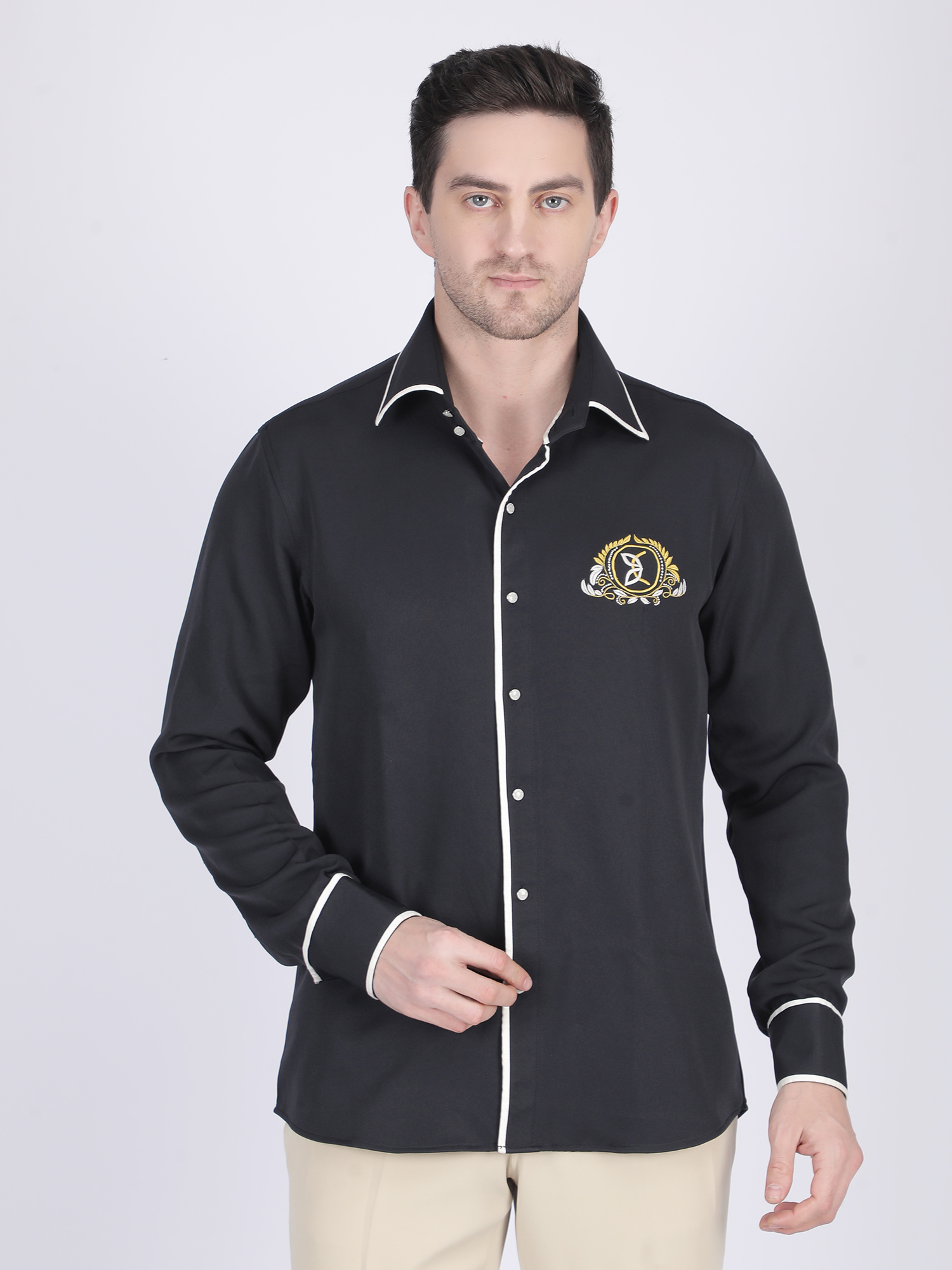 Cream Casual Full-Sleeve Ethnic Shirt - Image 2