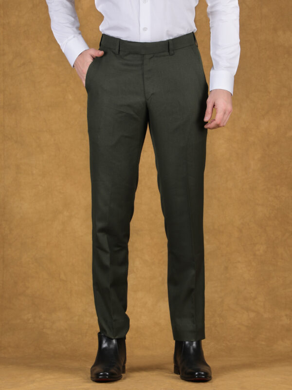 Light Grey Formal Flat-Front Trousers for Men