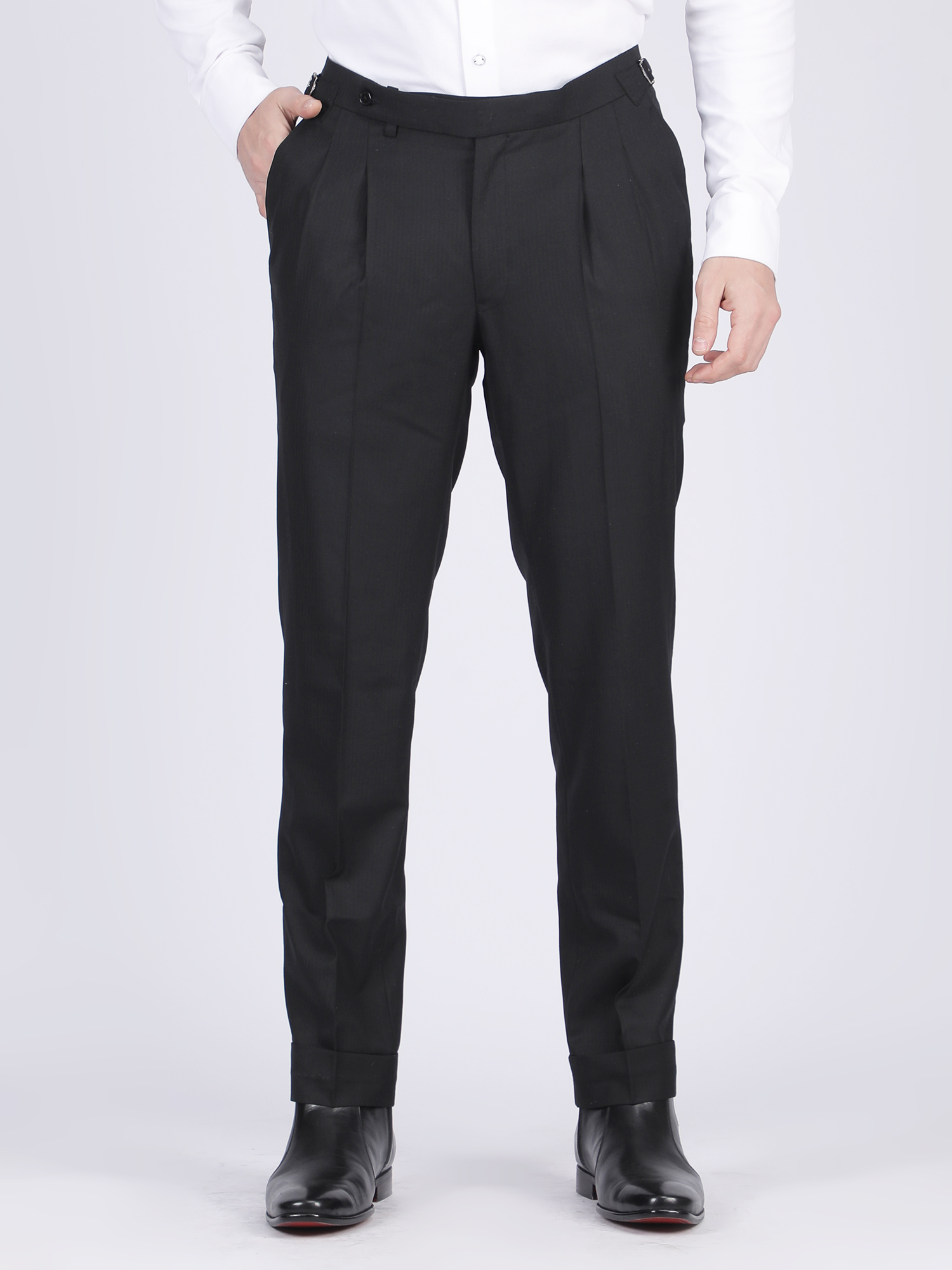 Teal Formal Flat-Front Trousers for Men - Image 2