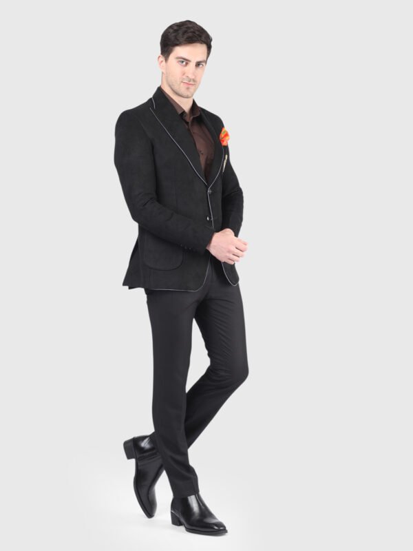 Black Premium Suede Blazer for Men by Deshi Coast