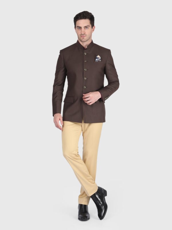 Brown Bandhgala Suit for Men by Deshi Coast