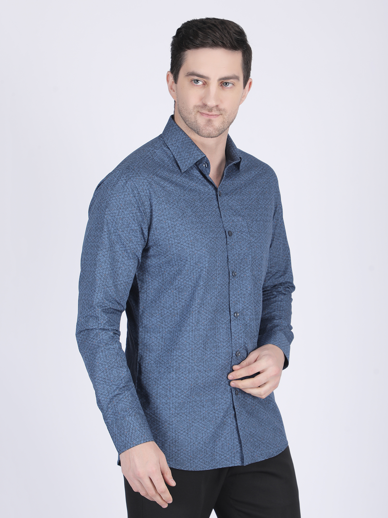 Multi-color Printed Standard Collar Shirt - Image 3