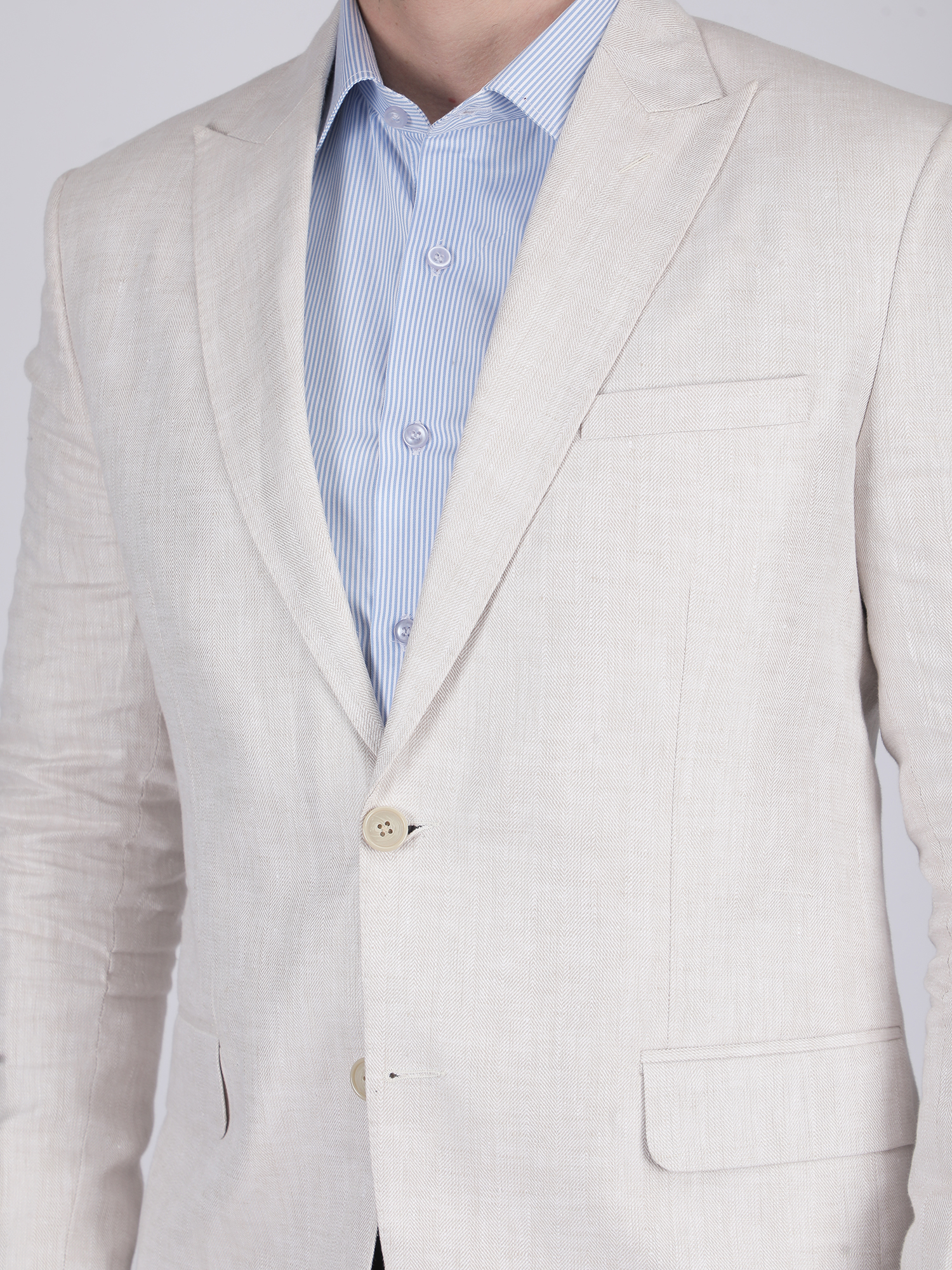 Beige Linen Blazer for Office & Business Wear - Image 4