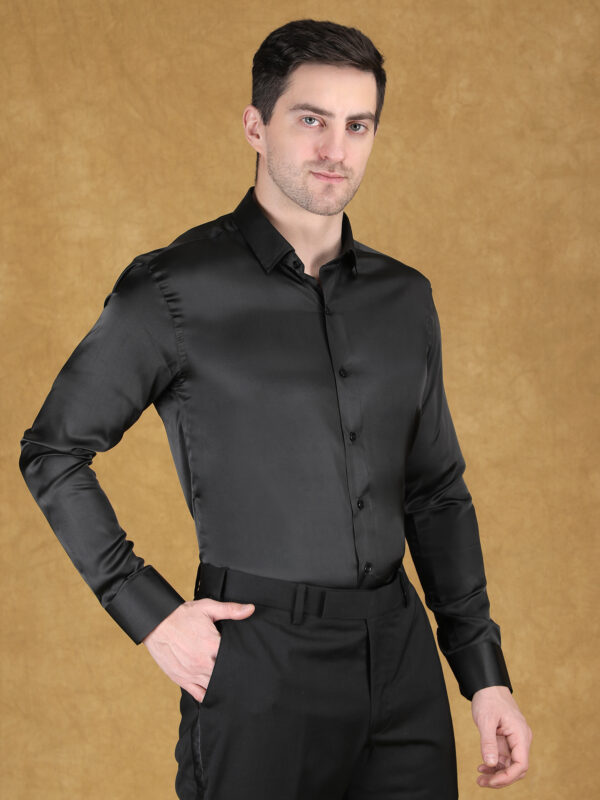 Charcoal Formal Tuxedo Full-Sleeve Ethnic Shirt