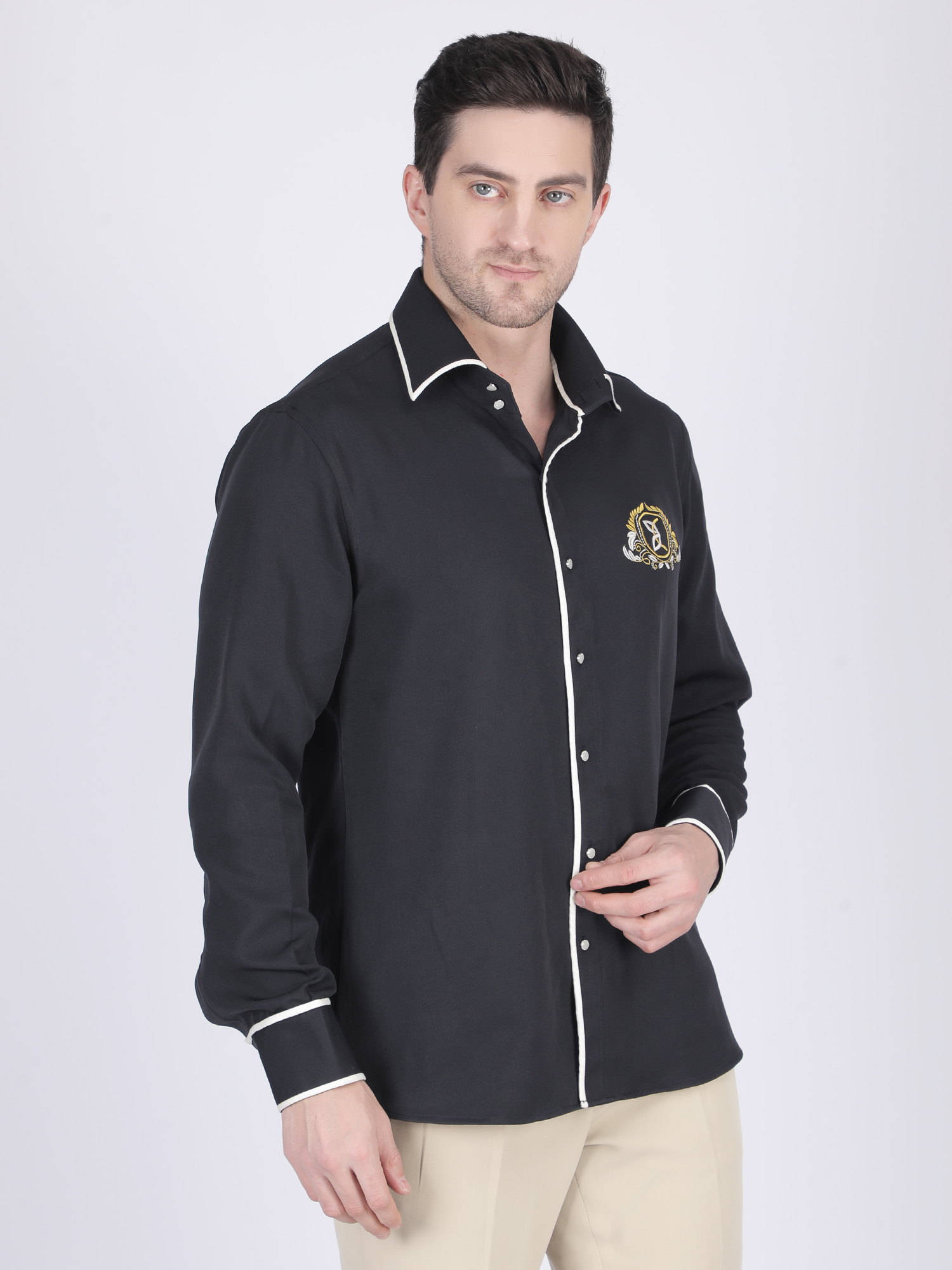 Cream Casual Full-Sleeve Ethnic Shirt - Image 4