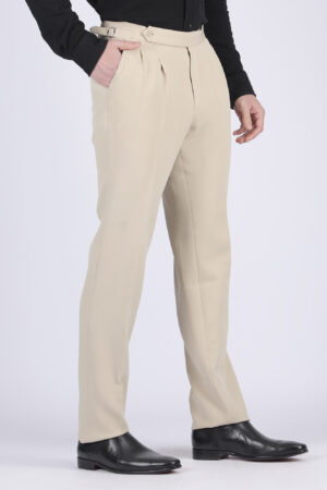 Burgundy Red Formal Flat-Front Trousers for Men