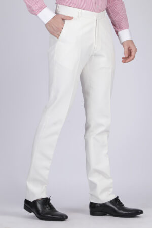 Steel Blue Formal Flat-Front Trousers for Men