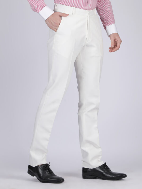 Steel Blue Formal Flat-Front Trousers for Men