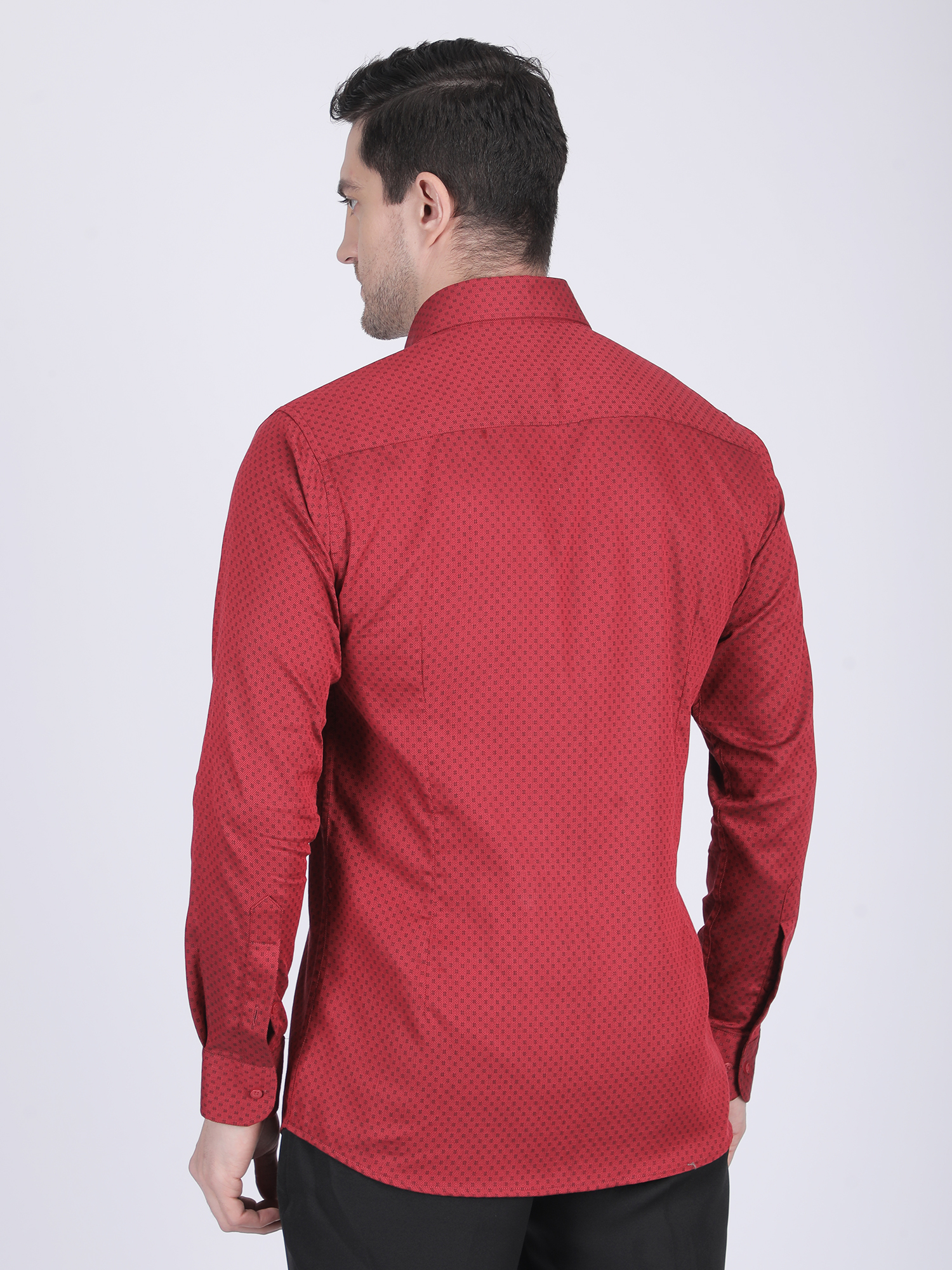 Burgundy Casual Full-Sleeve Ethnic Shirt - Image 5