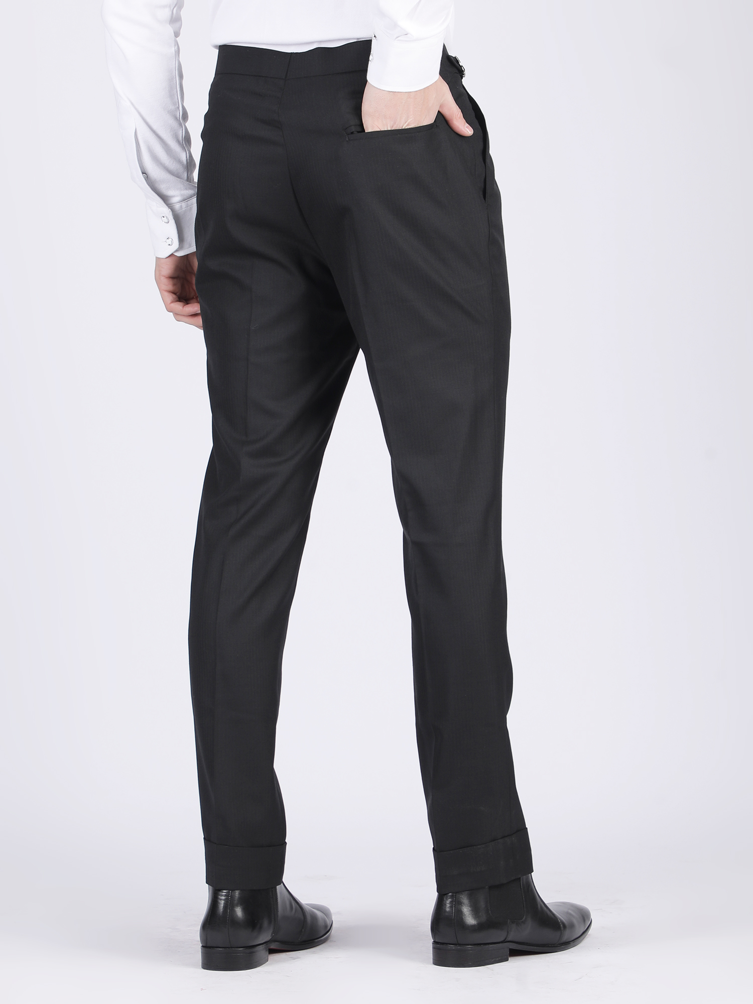 Teal Formal Flat-Front Trousers for Men - Image 6