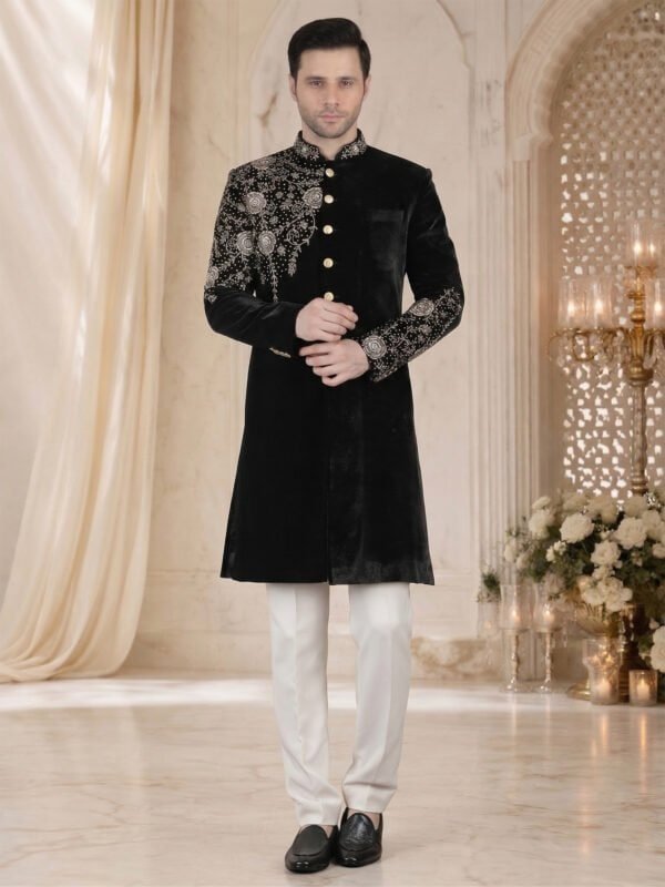 black velvet indo western for men