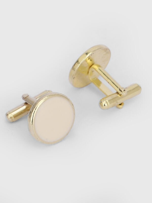 Gold round cufflinks for formal shirts by Deshi Coast