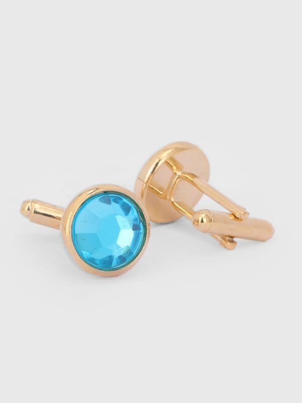 Blue stone cufflinks for formal shirts by Deshi Coast