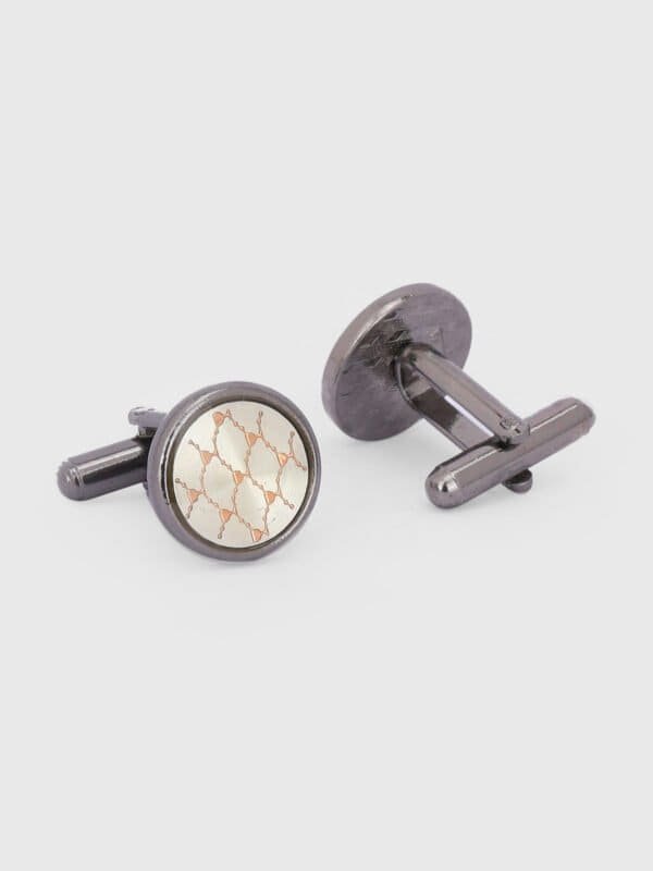Pattern round cufflinks for formal shirts by Deshi Coast