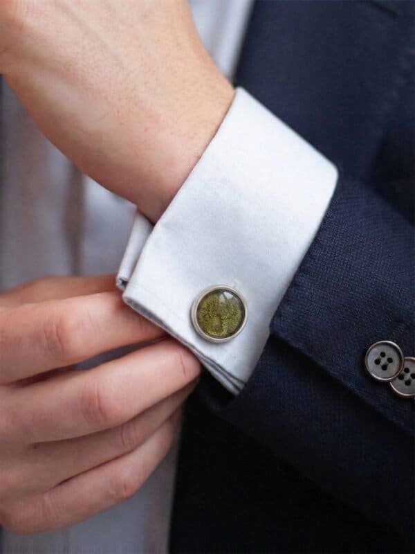 Green stone cufflinks for formal shirts by Deshi Coast