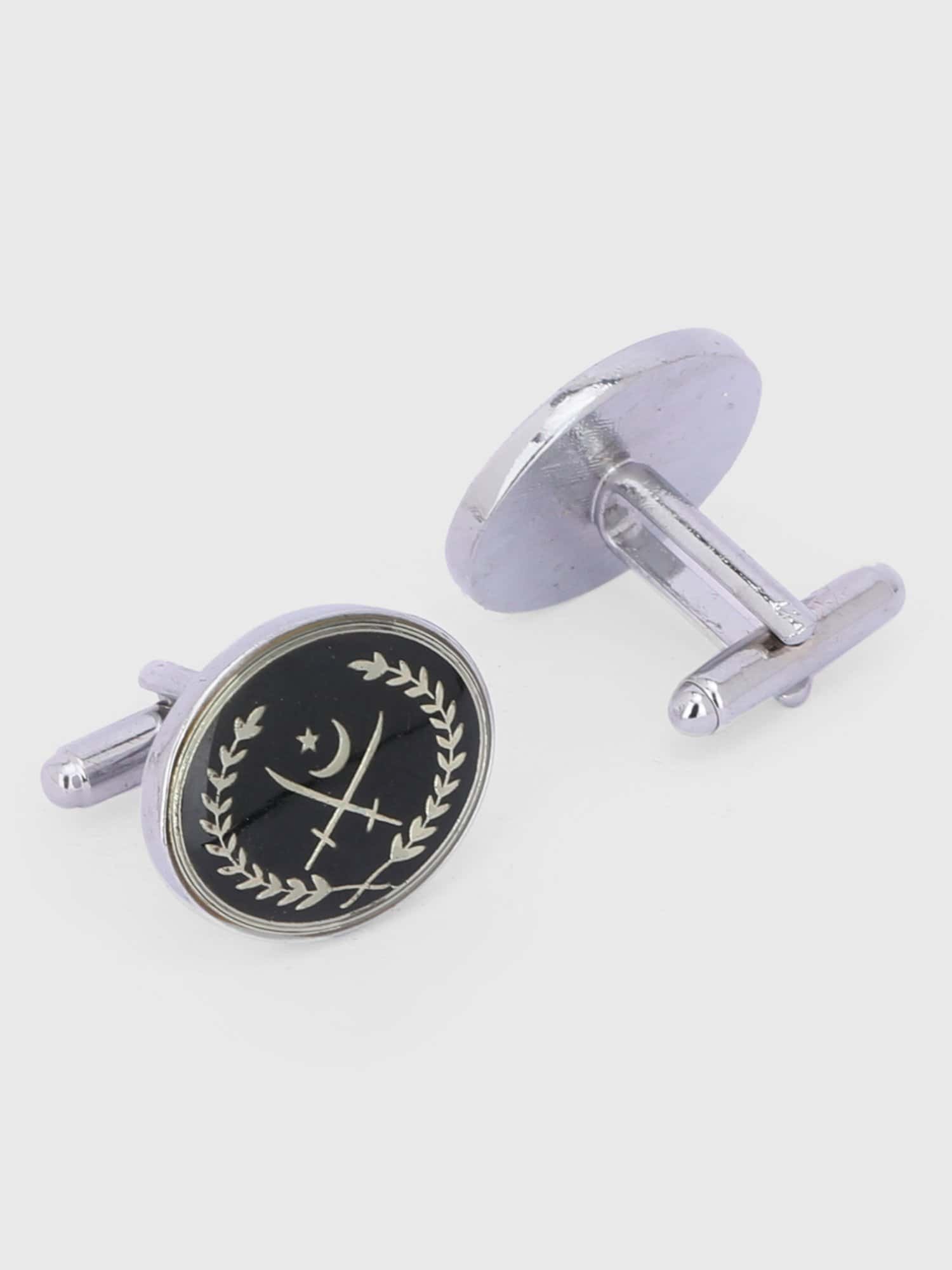 Crescent emblem cufflinks for formal shirts by Deshi Coast