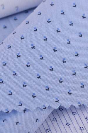 Light Blue Micro-Pattern Cotton Shirting Fabric