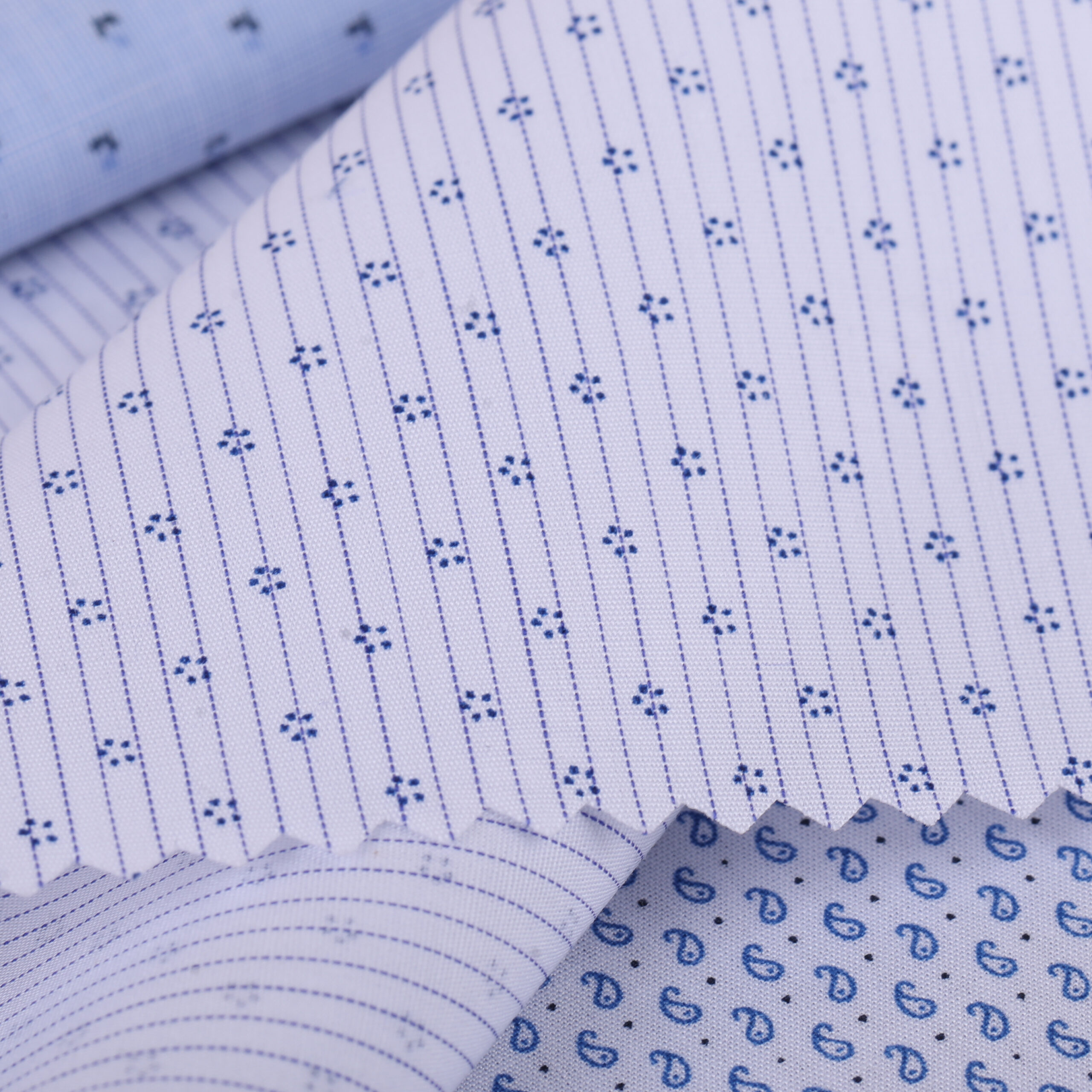 White & Blue Paisley Premium Shirting Fabric Set