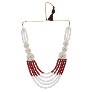 Royal Pearl & Ruby Sherwani Mala Necklace