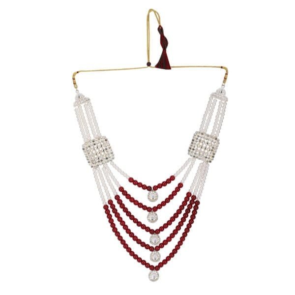 Ruby crystal groom mala luxury wedding accessory by Deshi Coast