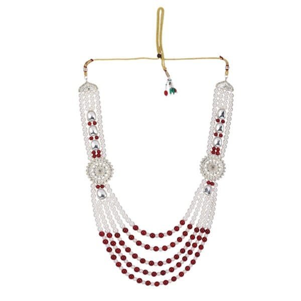 Ruby pearl wedding mala luxury groom accessory by Deshi Coast