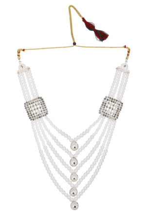 Royal Pearl Multi-Layer Sherwani Mala with Crystal Drops