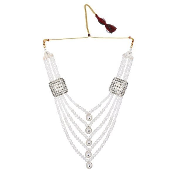 Crystal pearl mala luxury groom wedding accessory by Deshi Coast