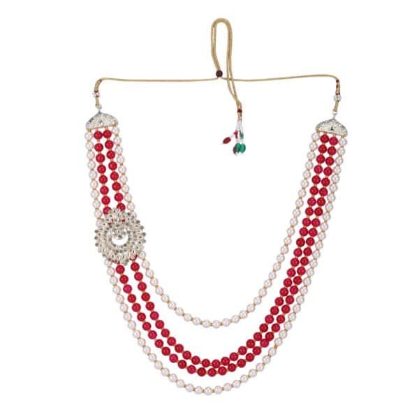 Ruby pearl groom mala luxury wedding accessory by Deshi Coast