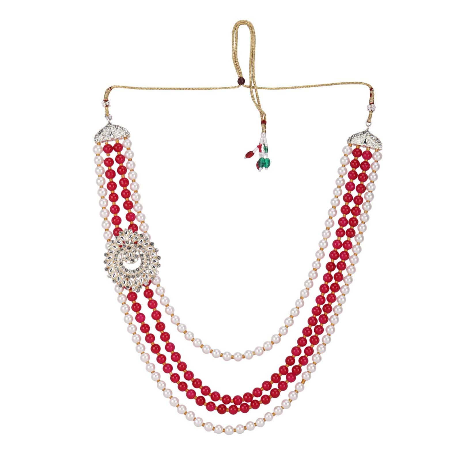 Ruby pearl groom mala luxury wedding accessory by Deshi Coast